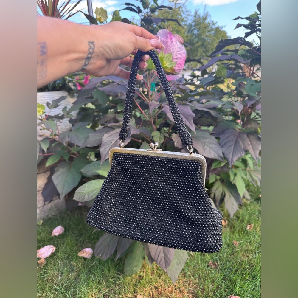 Late 40s-50s Black Beaded Handbag - Picture 2 of 7